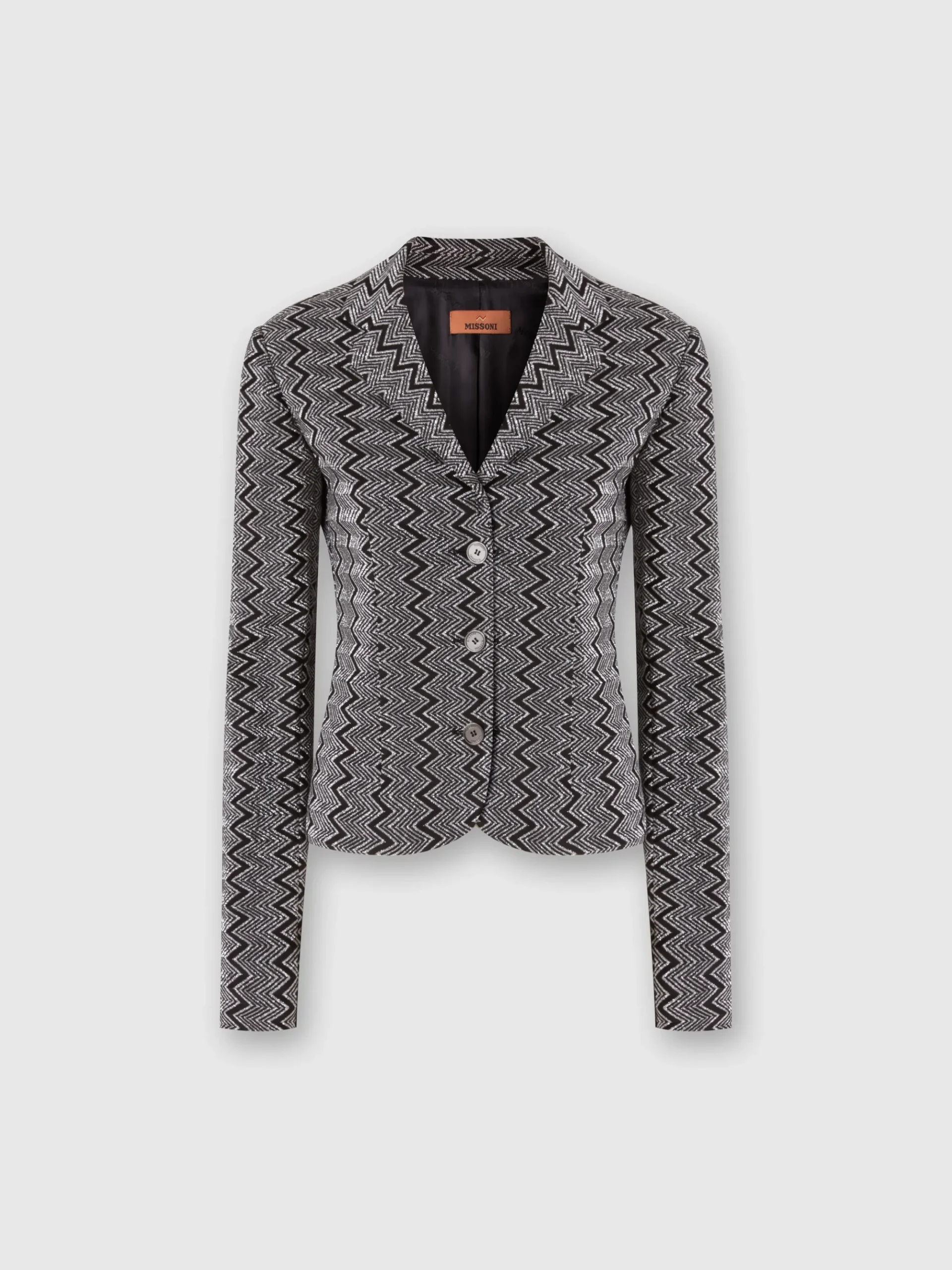 Short blazer in zig zag lamé viscose blend