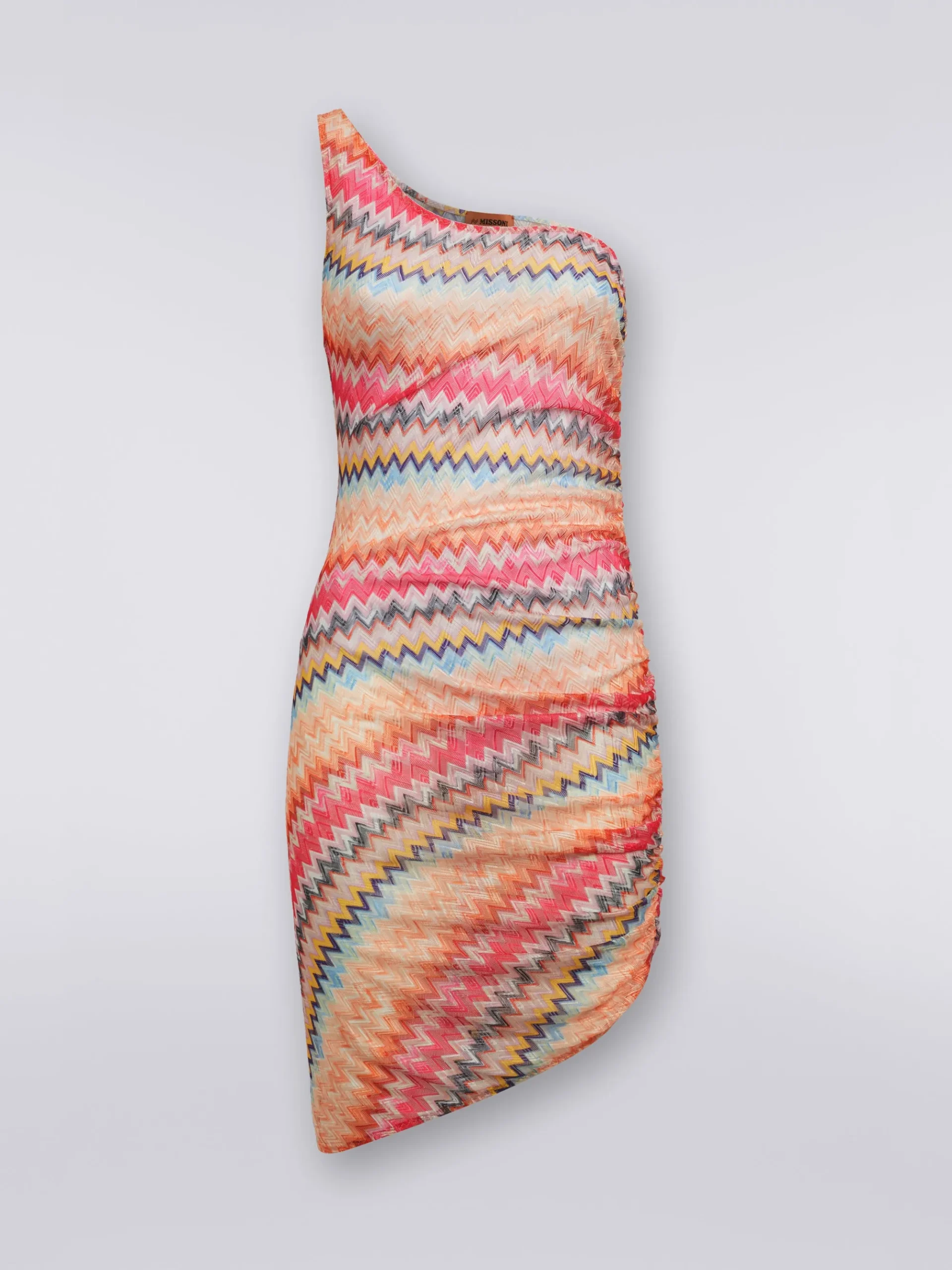 Short chevron tulle one-shoulder cover up