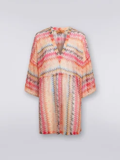 Short chevron viscose tulle cover up