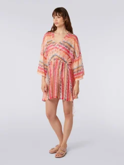 Short chevron viscose tulle cover up