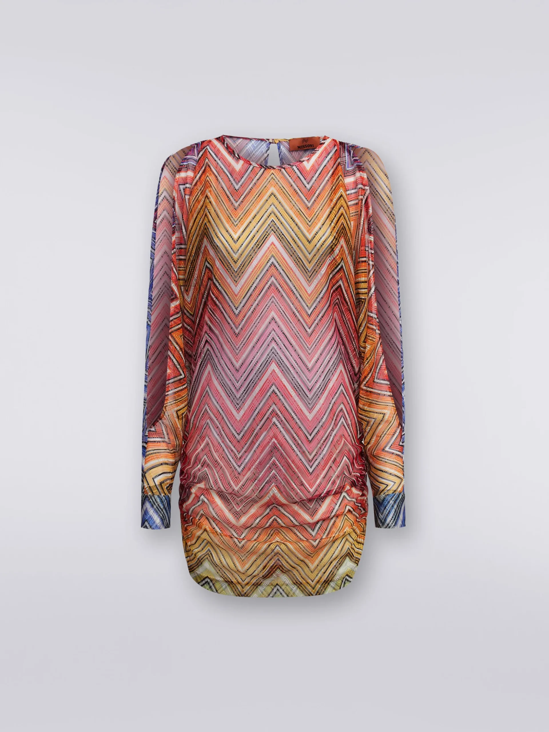 Short cover up dress in zigzag print fabric