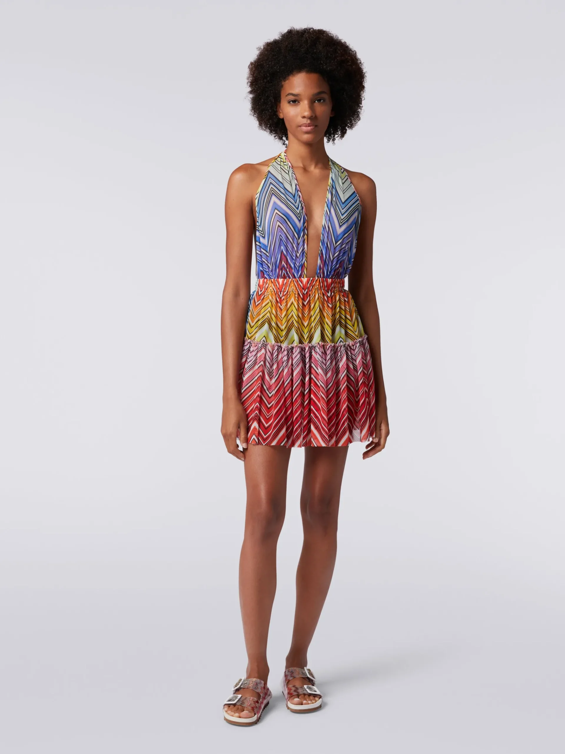 Short cover up in zigzag print tulle