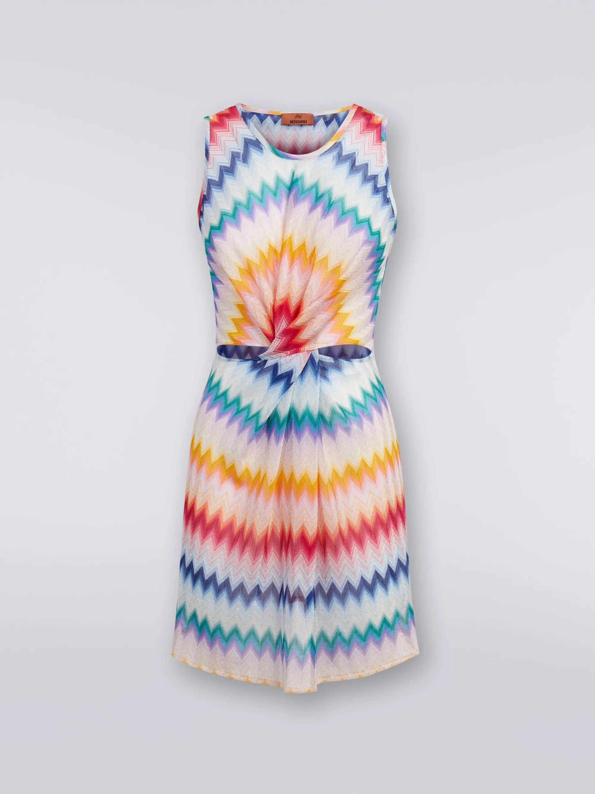Short cover up with torchon neckline and zigzag print