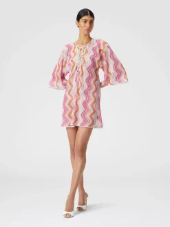 Short cover-up kaftan with braided lacing