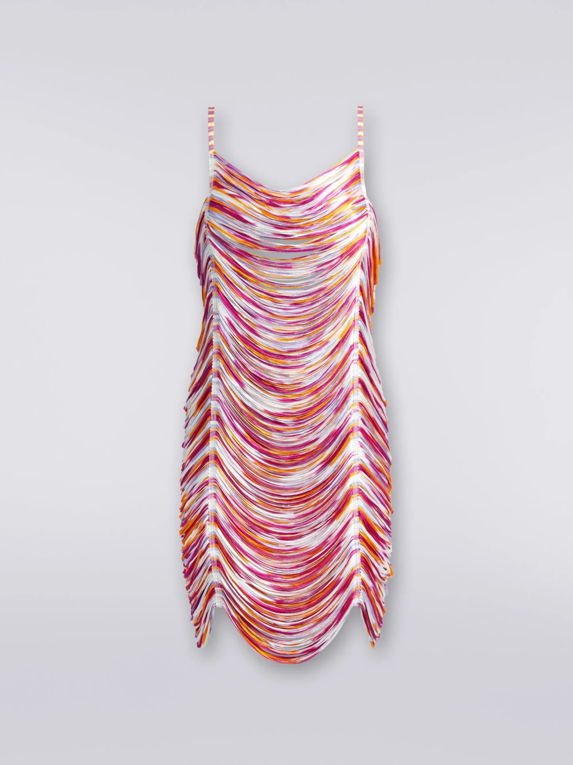 Short cover-up with slub tubular fringes