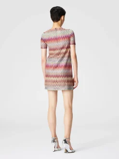 Short knitted lace turtleneck dress