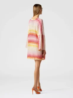 Short lace-effect cover up kaftan with lurex