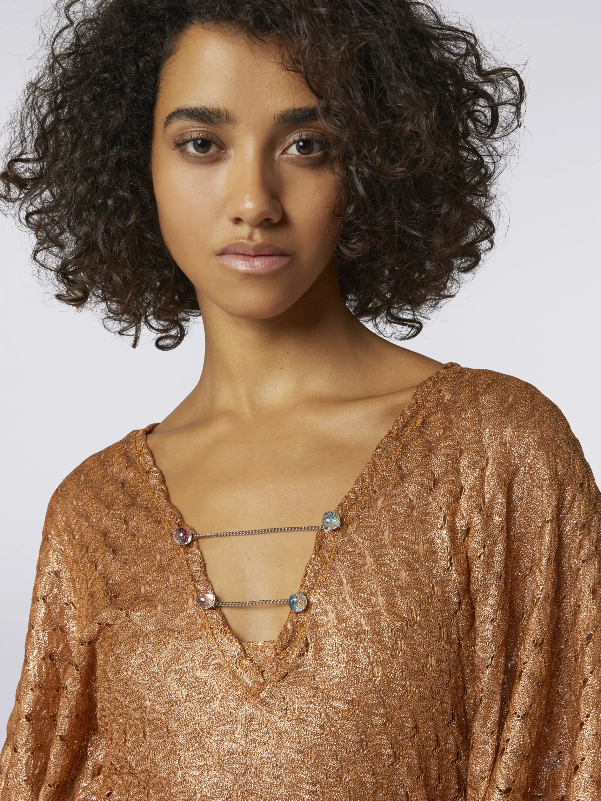 Short lace-effect cover up kaftan