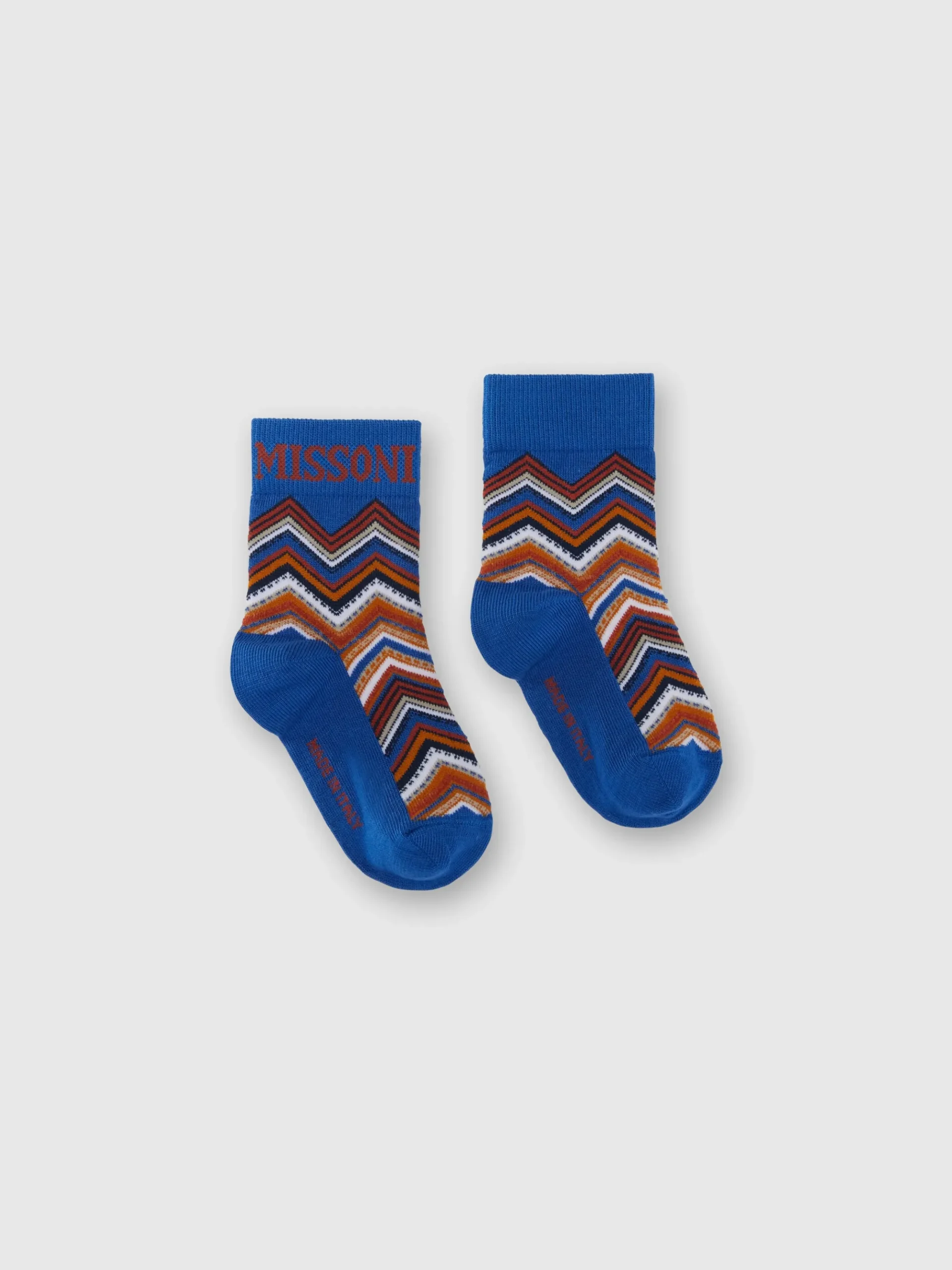 Short socks in zig zag cotton blend with logo