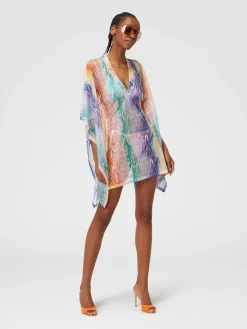 Short tie-dye print cover up kaftan