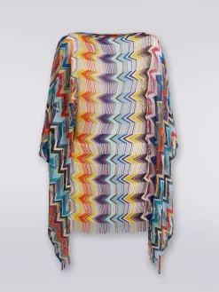 Short viscose cover-up kaftan with fringes