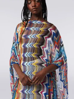 Short viscose cover-up kaftan with fringes
