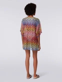 Short zigzag print cover up kaftan