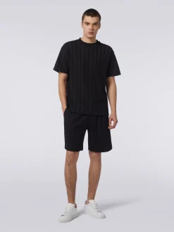Shorts in zigzag viscose and cotton