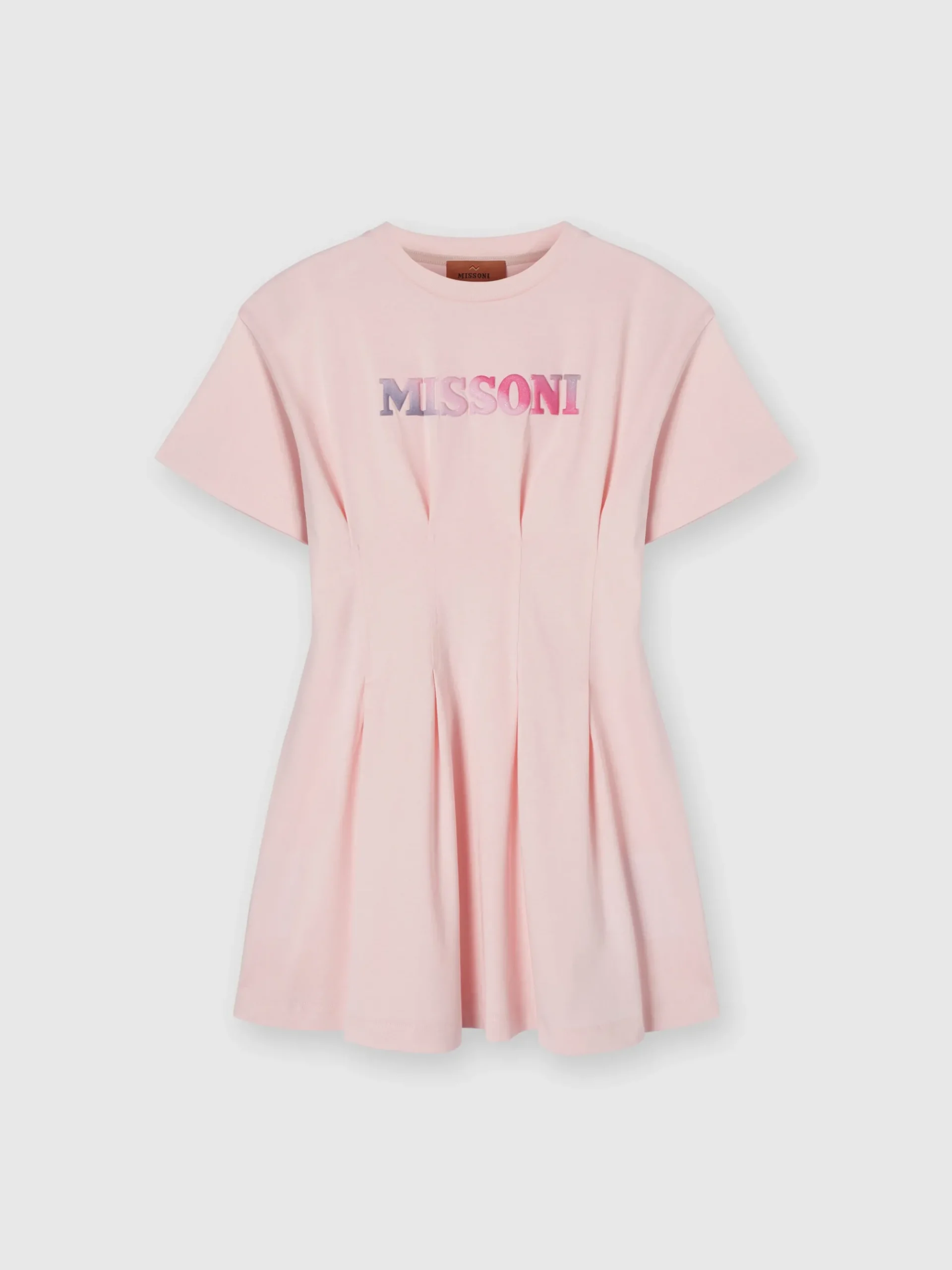 Short-sleeved cotton dress with logo lettering