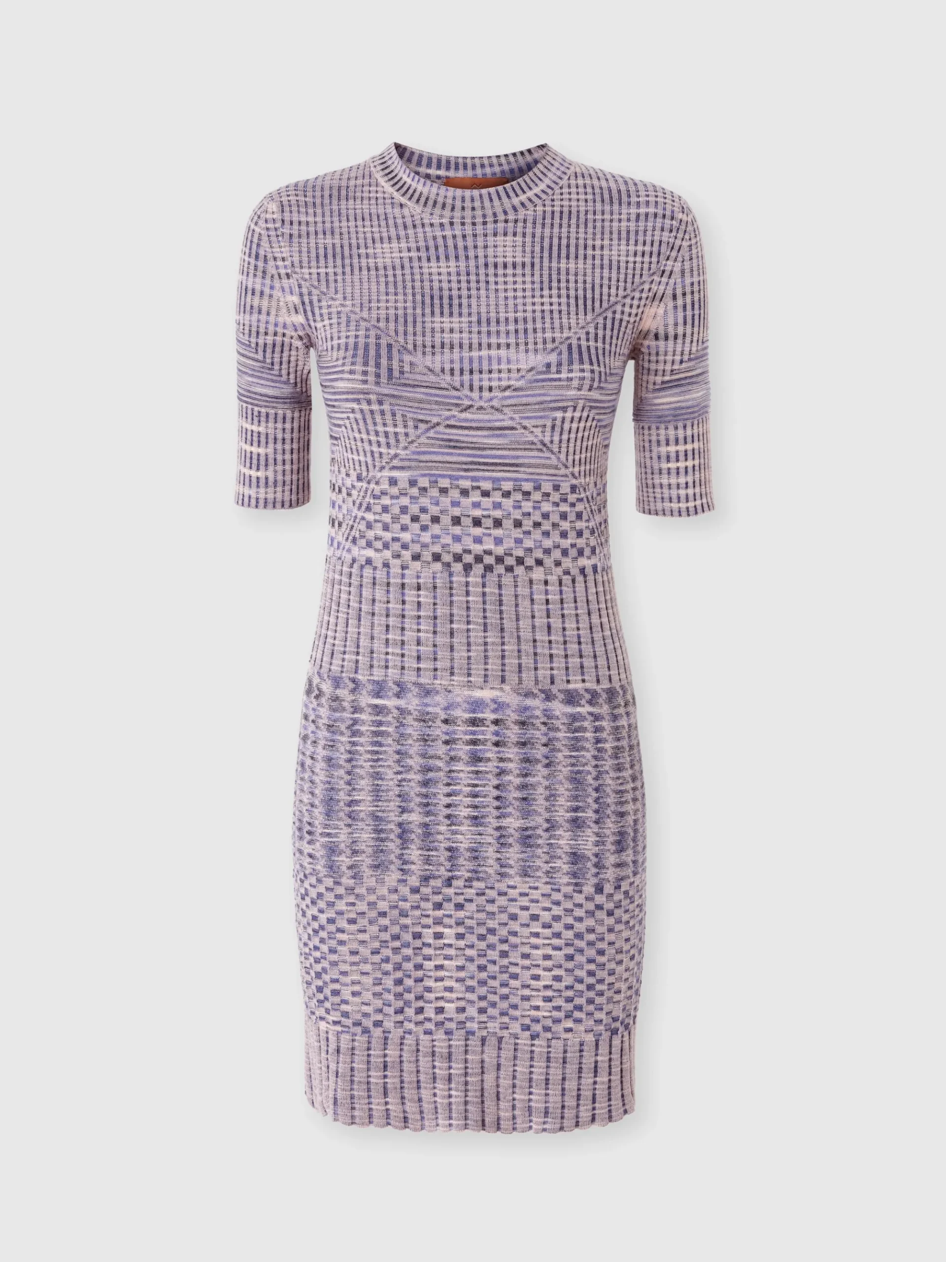 Short-sleeved mini-dress in slub wool
