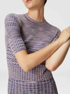Short-sleeved mini-dress in slub wool