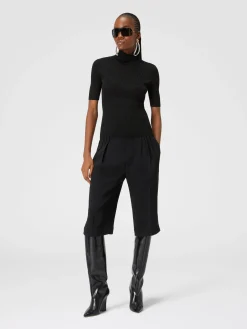Short-sleeved turtleneck in glitter-effect viscose