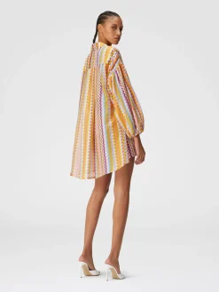 Silk and cotton oversize blouse with zigzag print