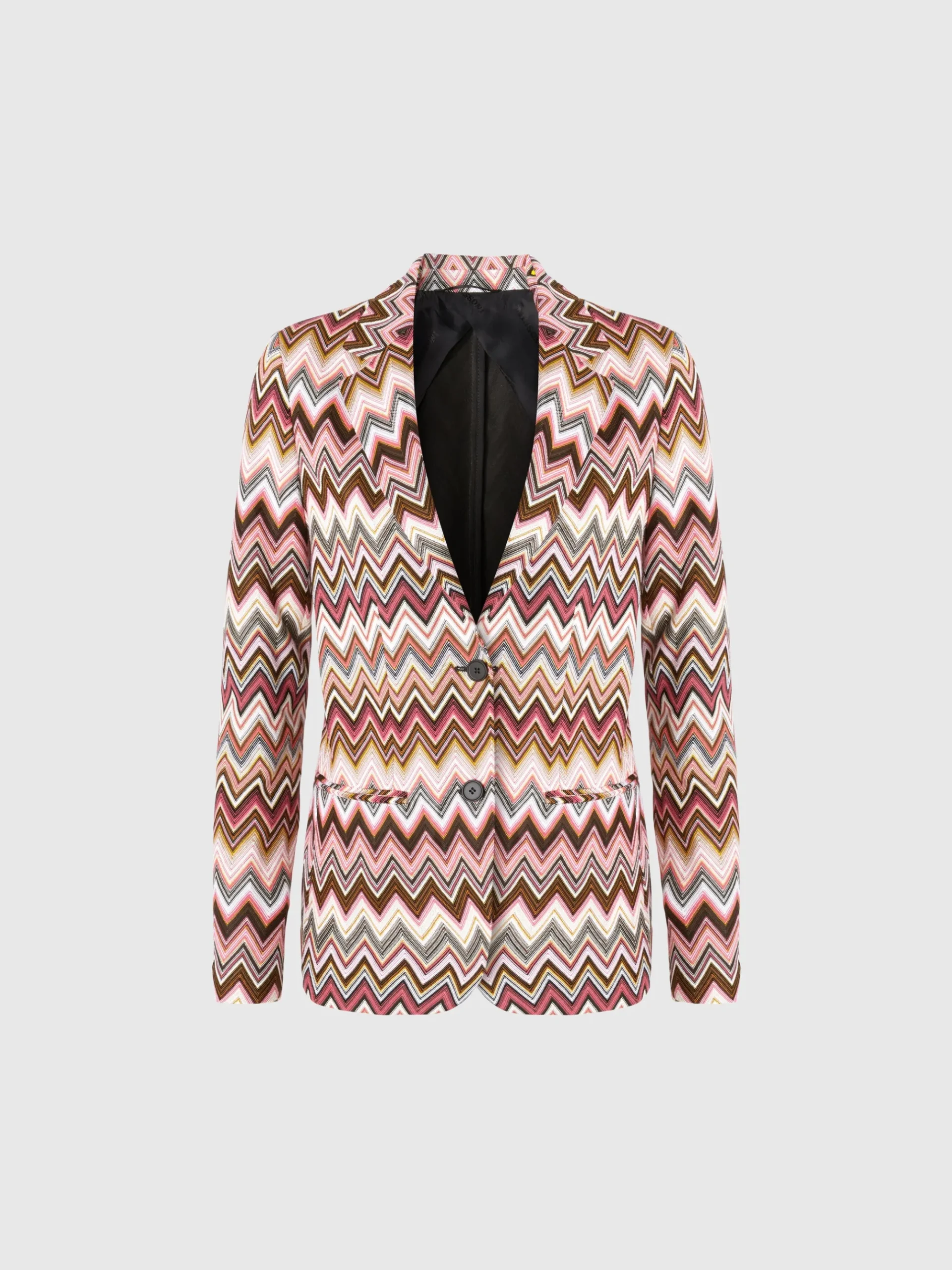 Single-breasted blazer in cotton and zigzag viscose