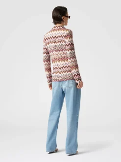 Single-breasted blazer in cotton and zigzag viscose