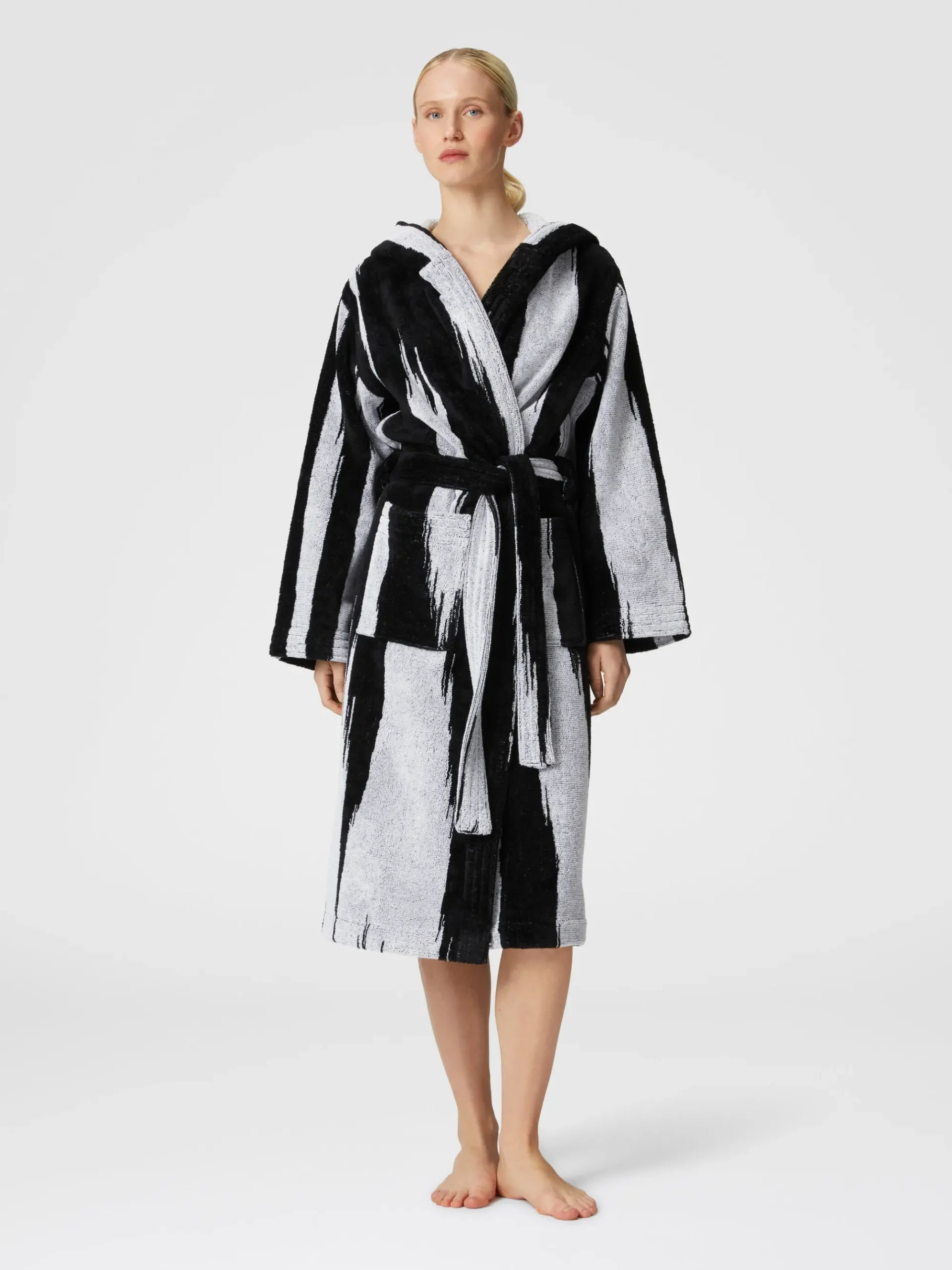 Skunk bathrobe in slub cotton terry