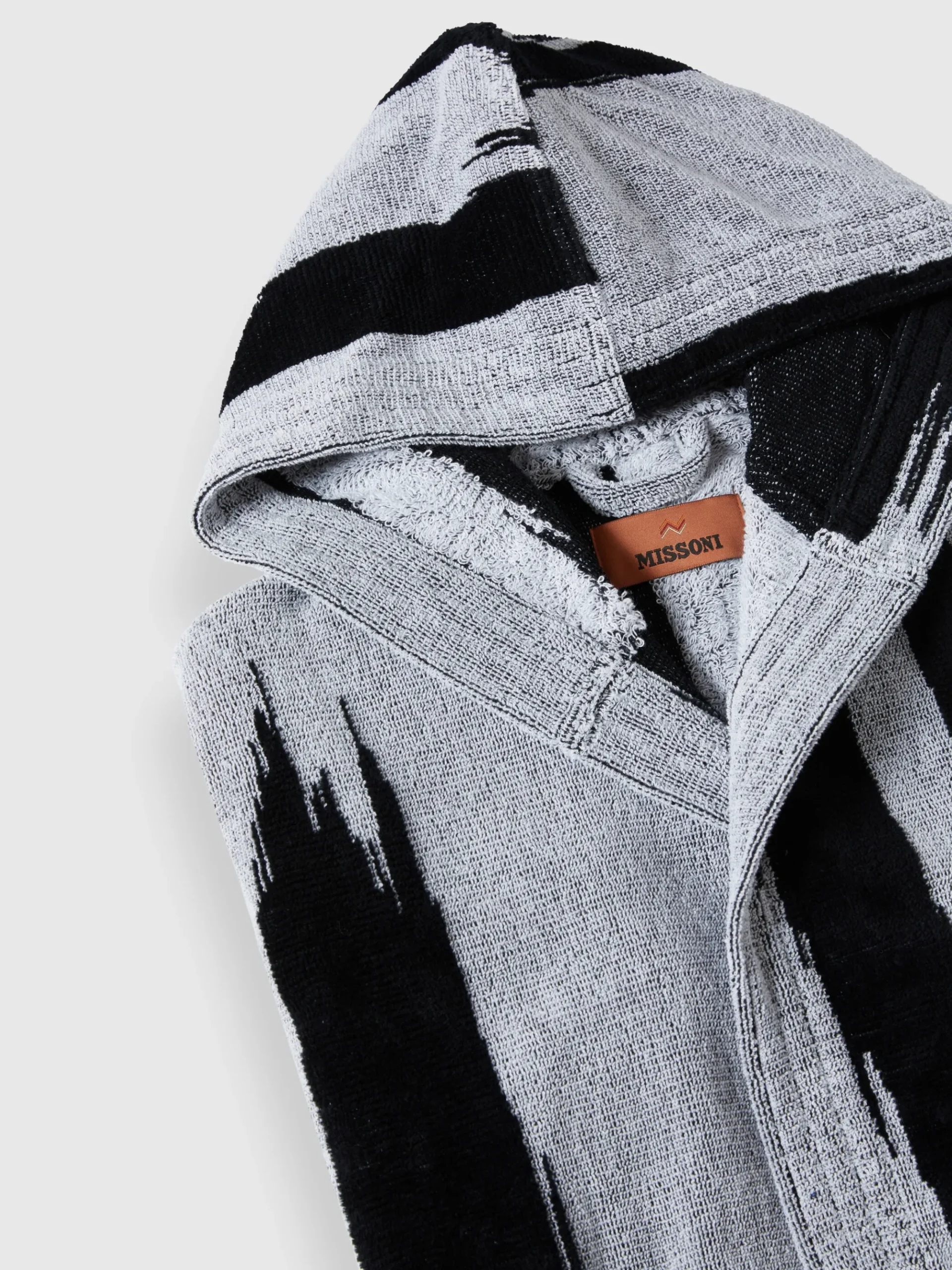 Skunk bathrobe in slub cotton terry