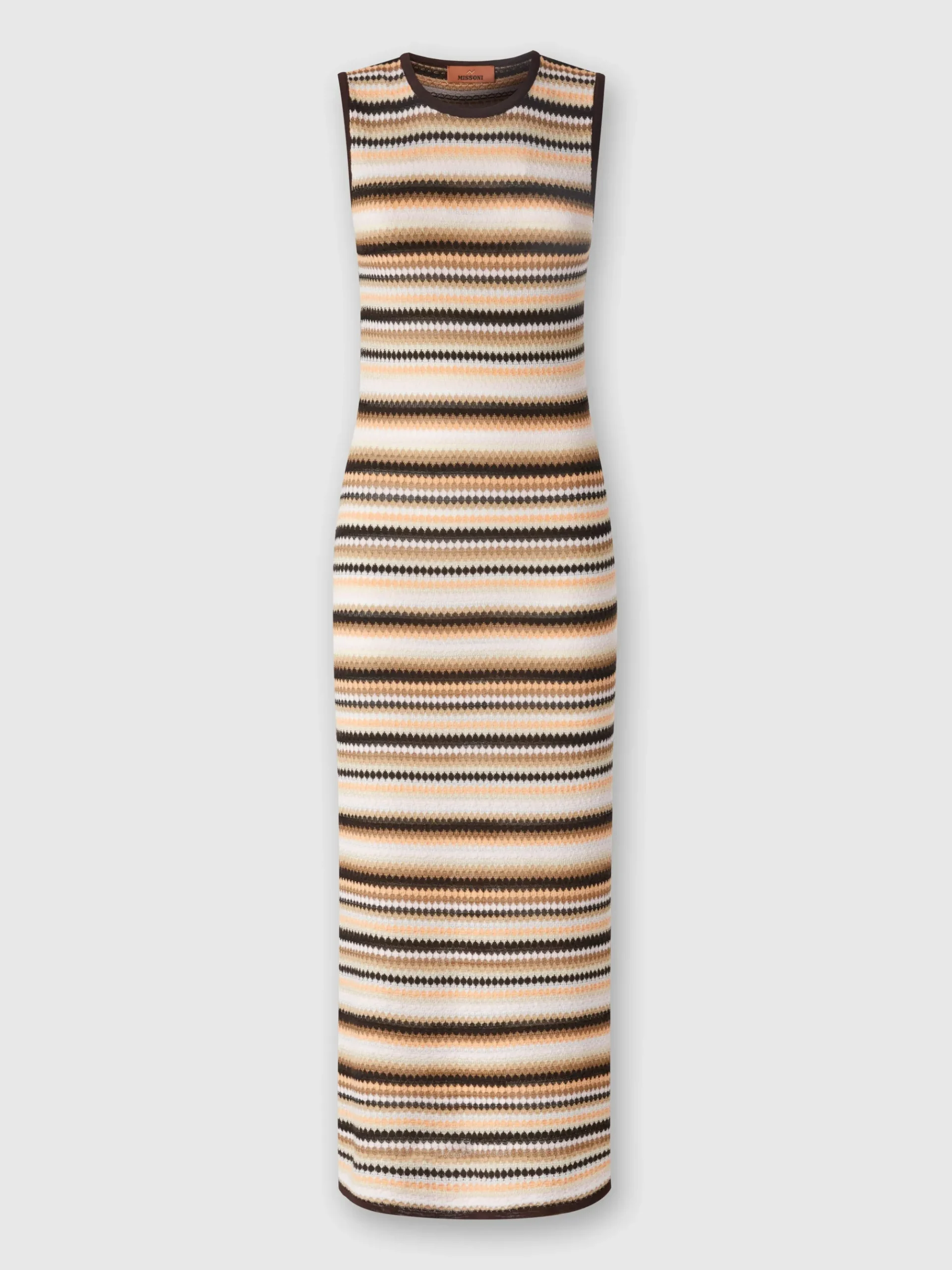 Sleeveless midi dress in striped wool and viscose