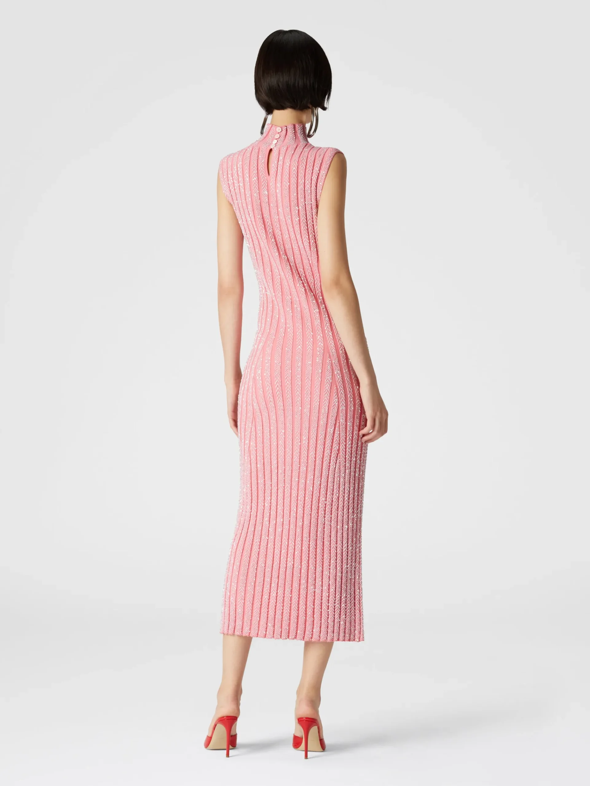 Sleeveless midi dress with sequins