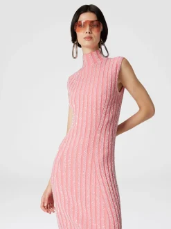 Sleeveless midi dress with sequins