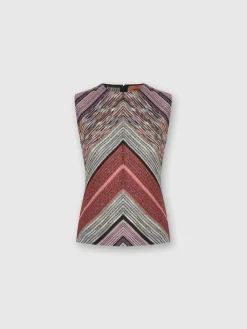 Sleeveless top in lamé slub viscose