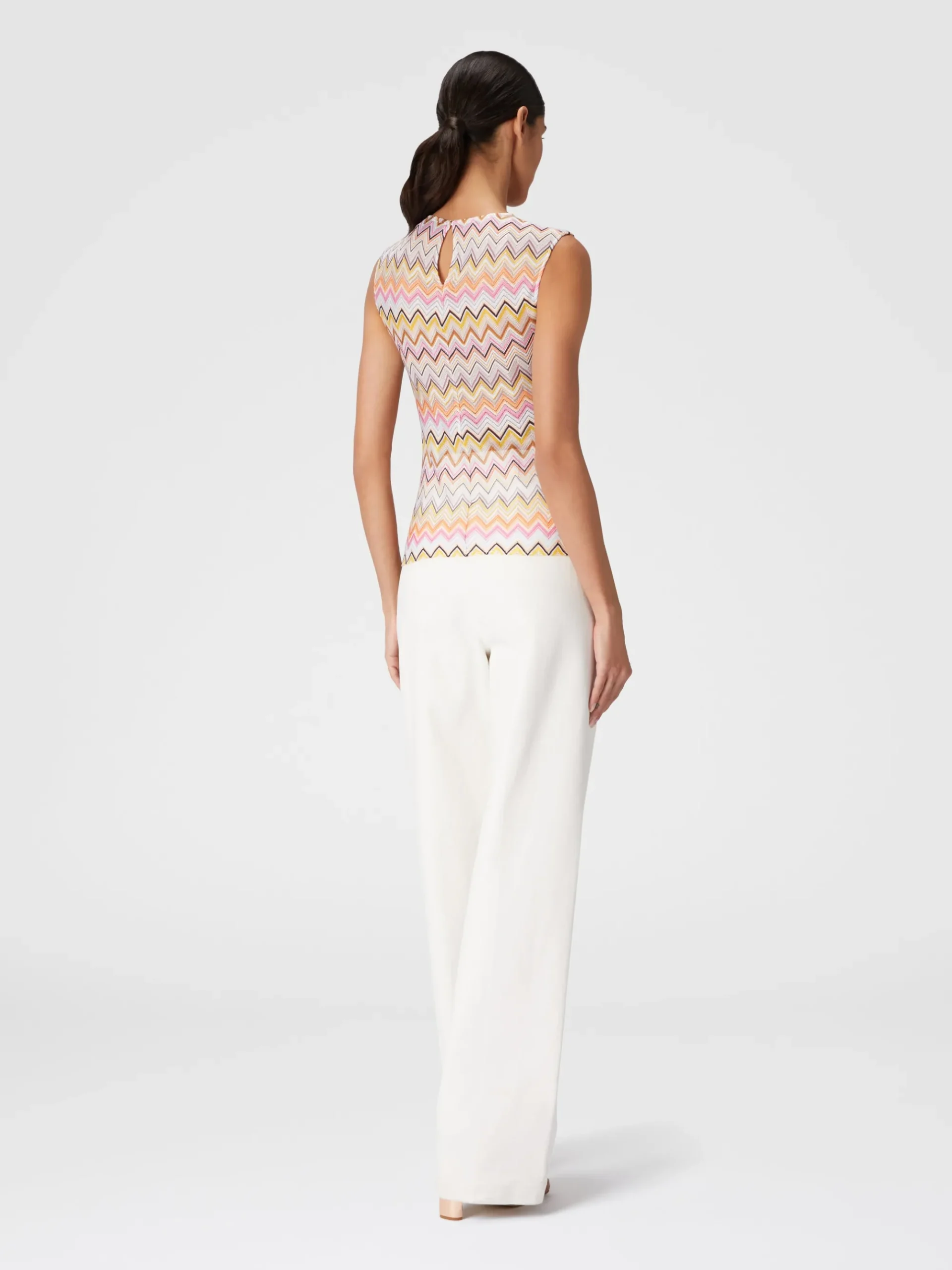 Sleeveless top with gathered neckline