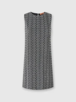 Sleeveless zig zag lamé mini-dress