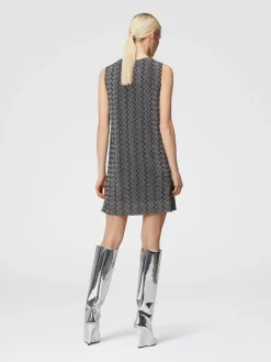 Sleeveless zig zag lamé mini-dress