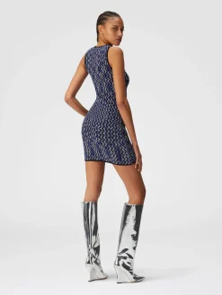 Sleeveless zig zag mini-dress with sequins