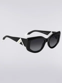 Slightly wrap-around shaped sunglasses in acetate