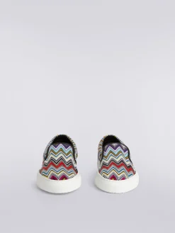 Slip-on trainers with multicoloured zigzag upper