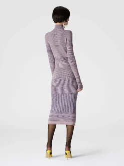 Slub wool turtleneck midi dress