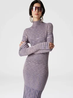 Slub wool turtleneck midi dress