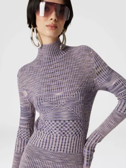 Slub wool turtleneck midi dress