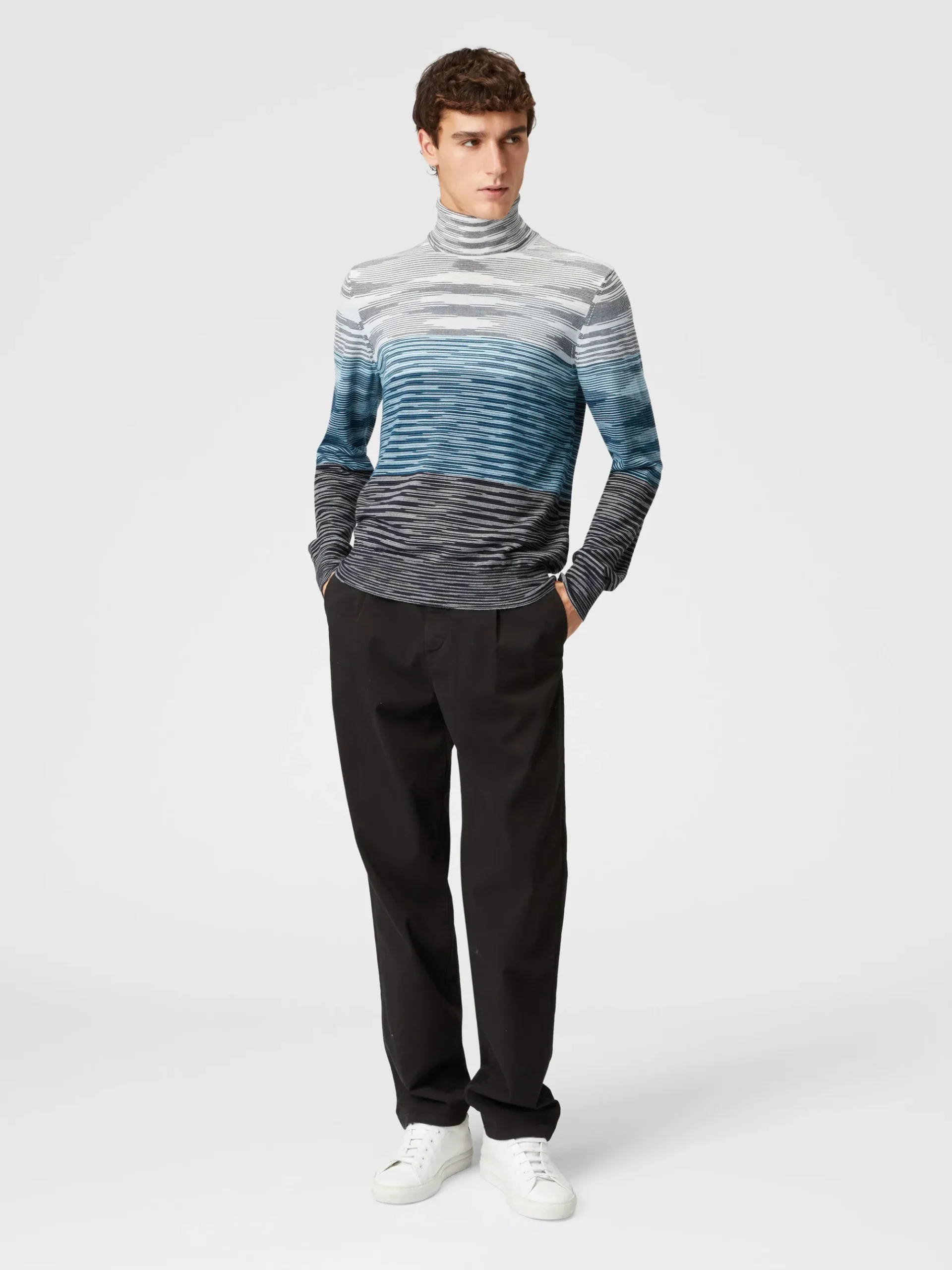 Slub wool turtleneck pullover