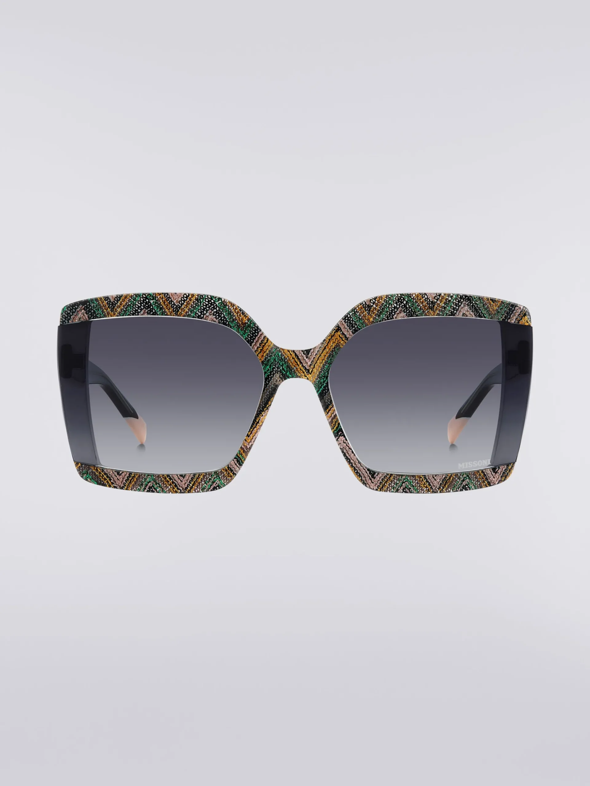 Square sunglasses with fabric inserts