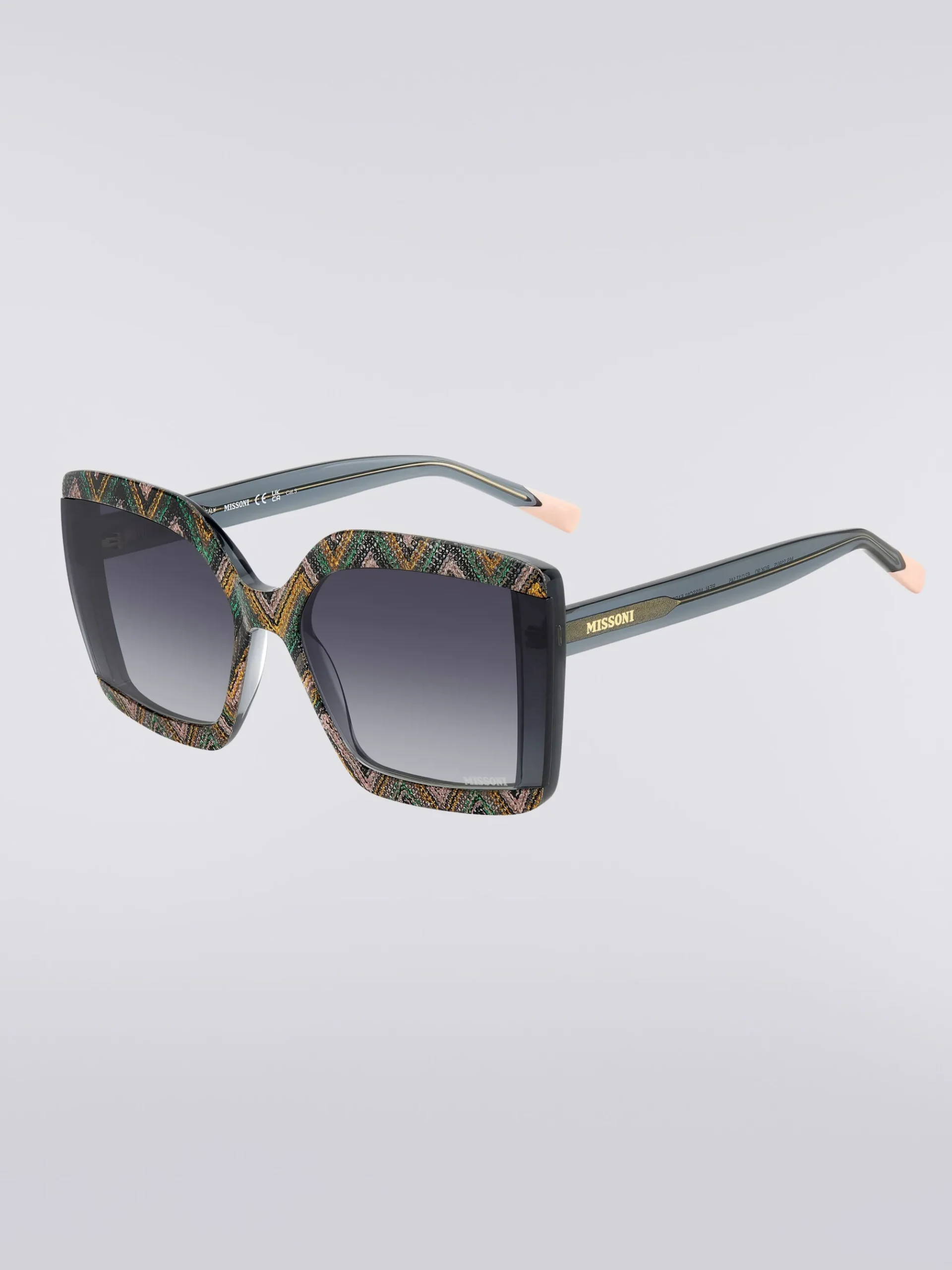 Square sunglasses with fabric inserts