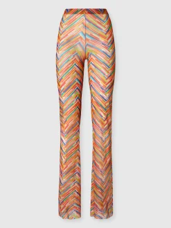 Straight trousers in printed tulle