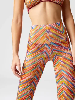 Straight trousers in printed tulle