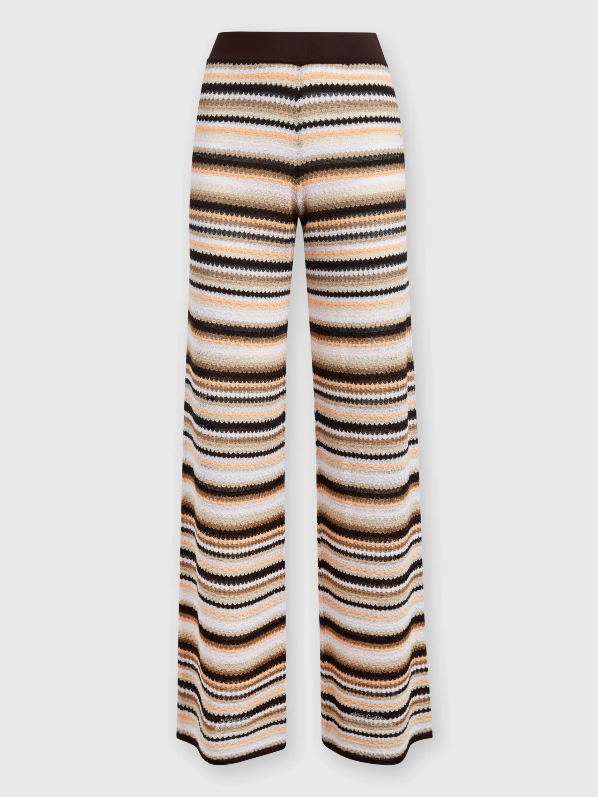 Straight trousers in striped cotton and viscose knit