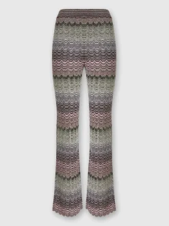 Straight trousers with glare-patterned zig zag lamé