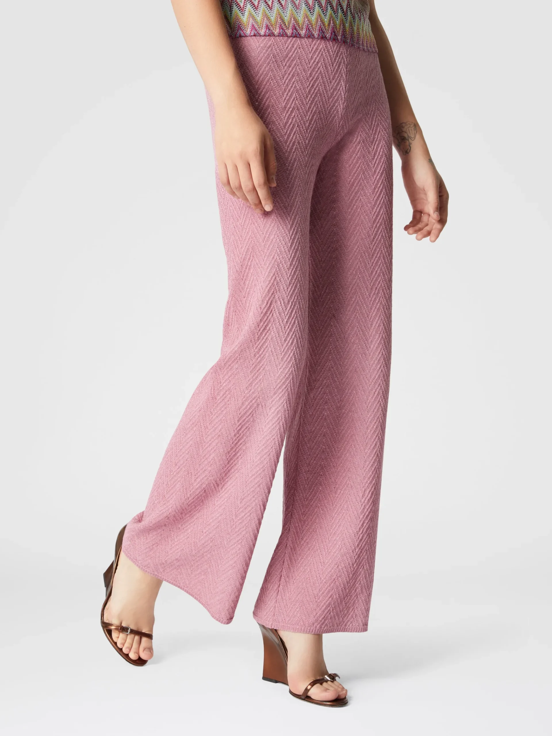 Straight-leg jacquard trousers
