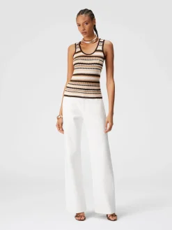 Striped cotton and viscose tank top