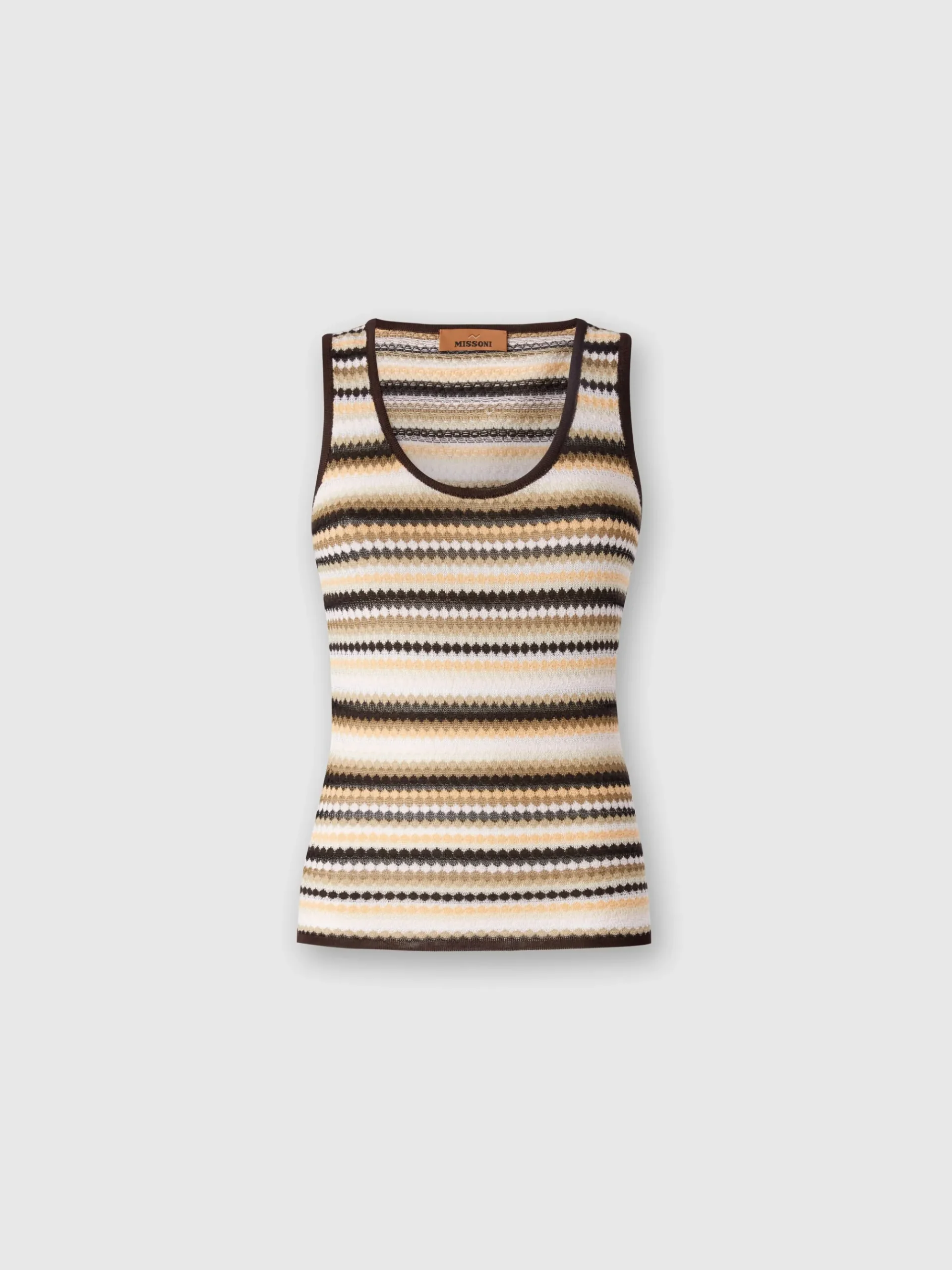 Striped cotton and viscose tank top
